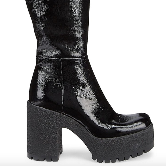 Miu Miu Shoes - Miu Miu Black Lug Combat Knee High Platform Boots